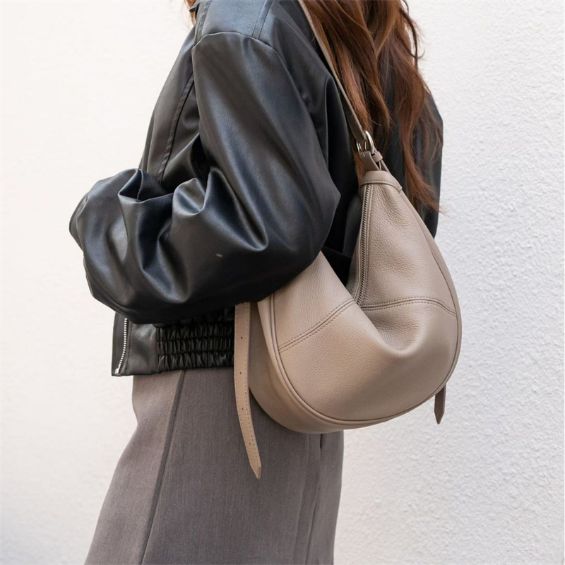 Hobo Bag Slouchy - BURMINSA Bolsa Hobo de Couro Genuíno