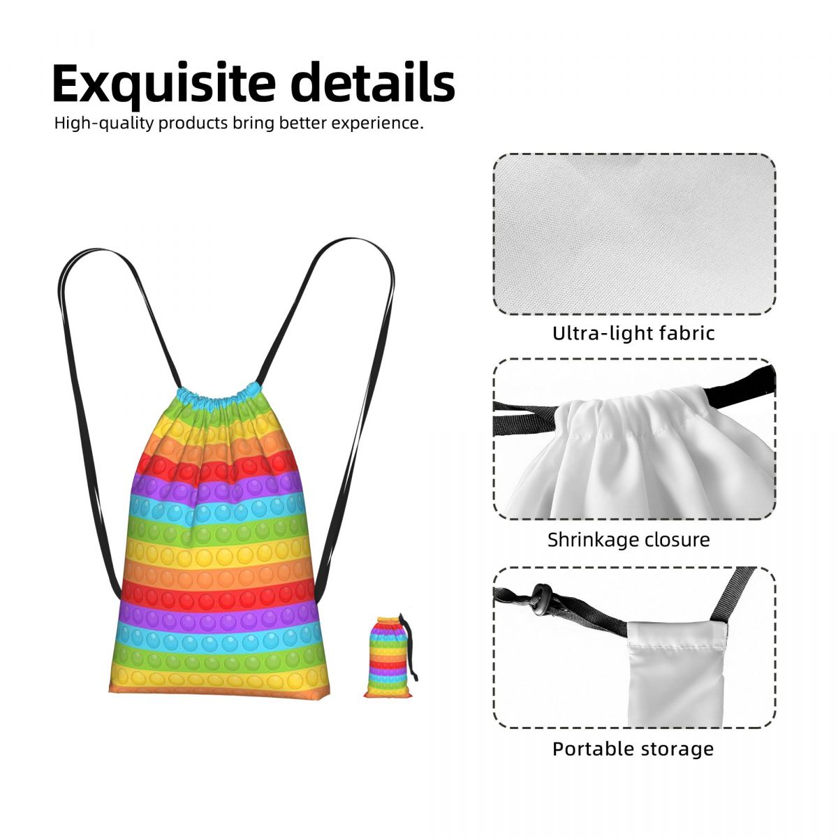 Women Bags Vector - Mochila esportiva com cordão, padrão sem