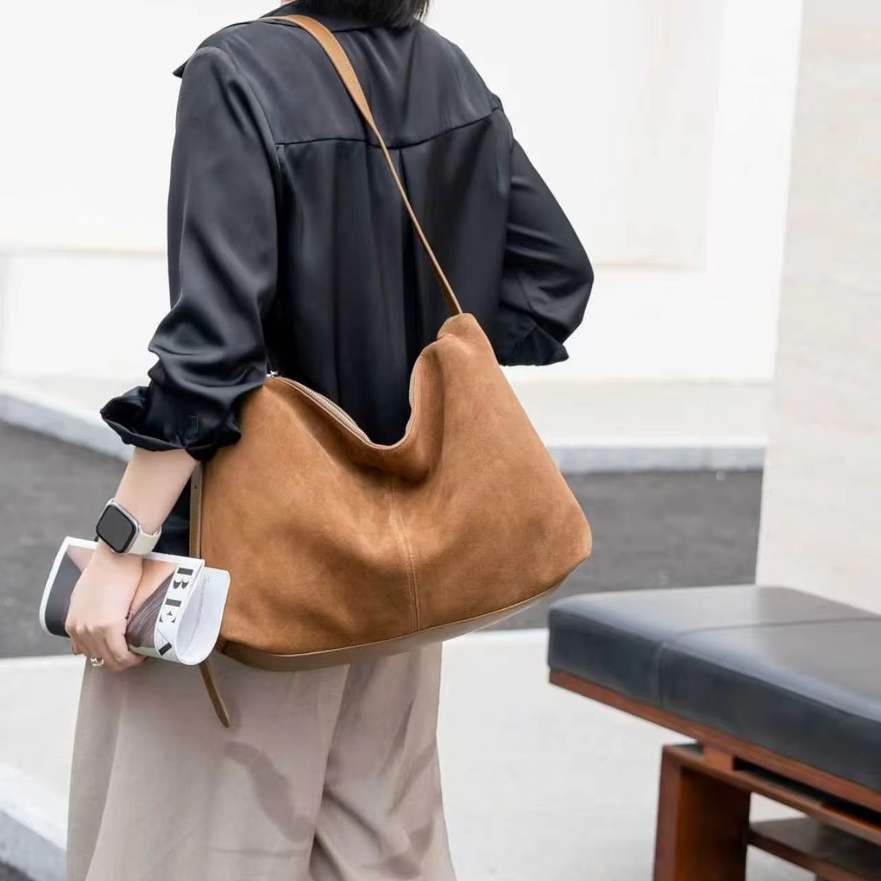 Hobo Bag Slouchy - Bolsa de Ombro Transversal Feminina em