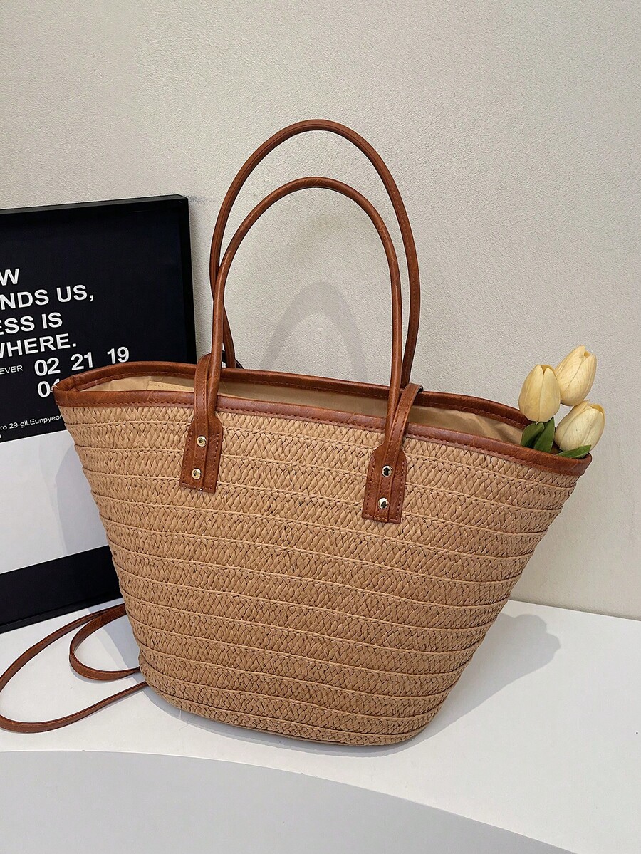 Bolsa de Ombro Grande de Palha - Woven Straw Bag avaliação e preço