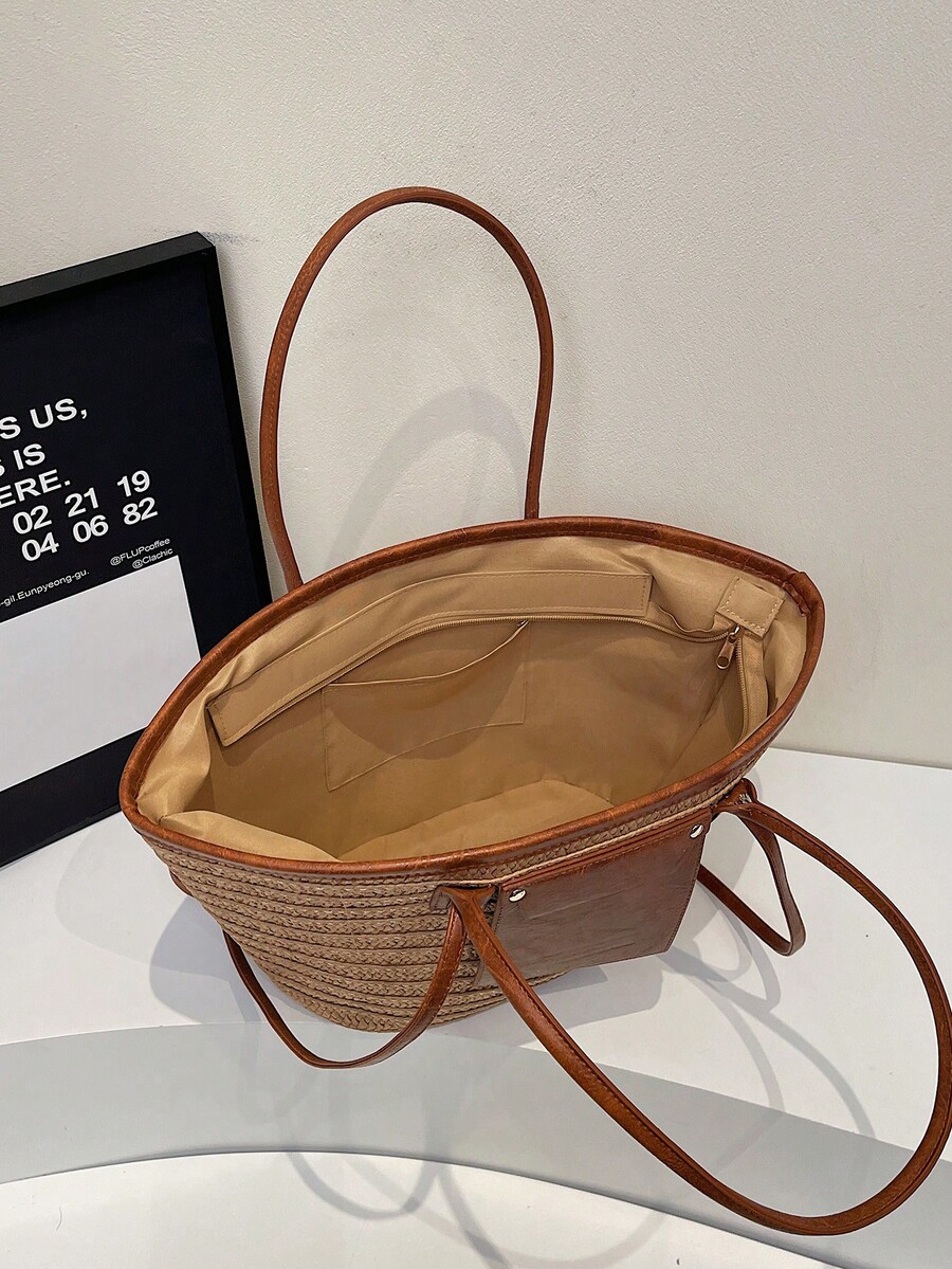 Bolsa de Ombro Grande de Palha - Woven Straw Bag avaliação e preço