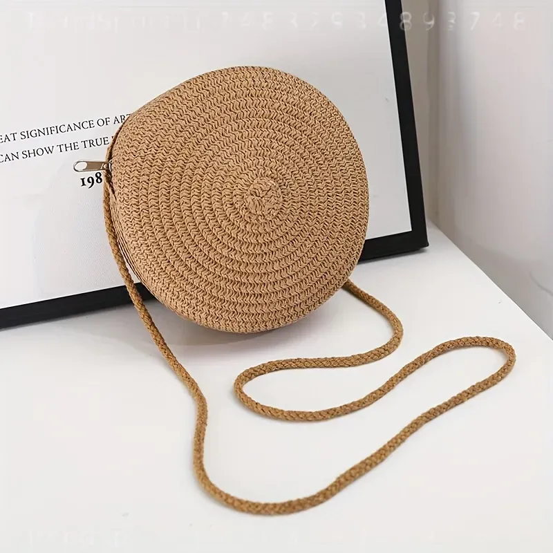Bolsa Transversal Redonda de R - Woven Straw Bag avaliação e preço
