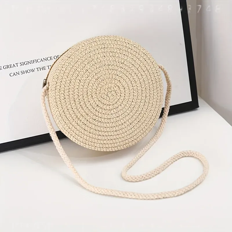 Bolsa Transversal Redonda de R - Woven Straw Bag avaliação e preço